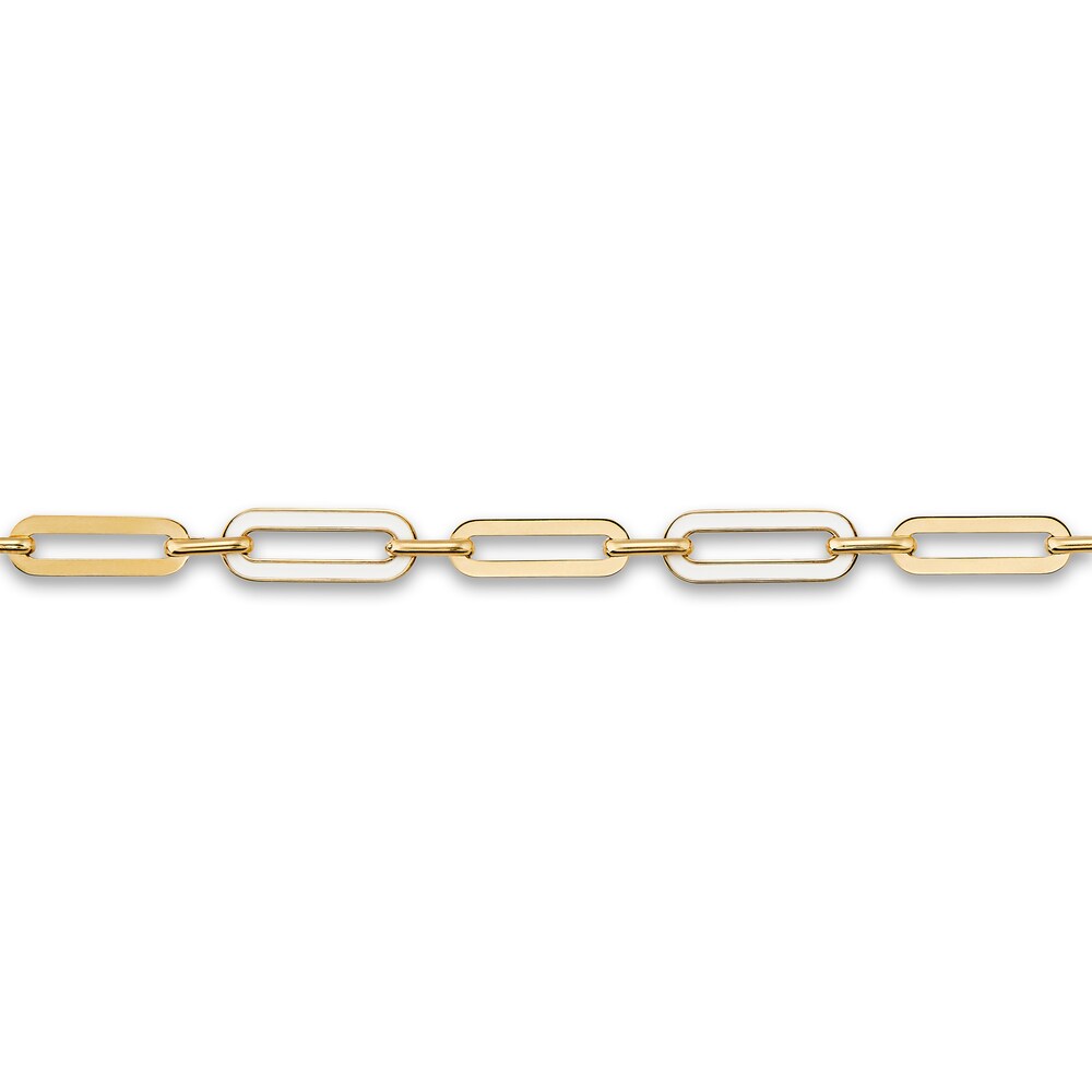 Italia D\'Oro Paperclip Bracelet White Enamel 14K Yellow Gold 7.25\" bJvvZB0r