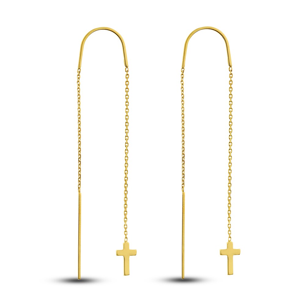 Cross Threader Earrings 14K Yellow Gold bNoppiX5