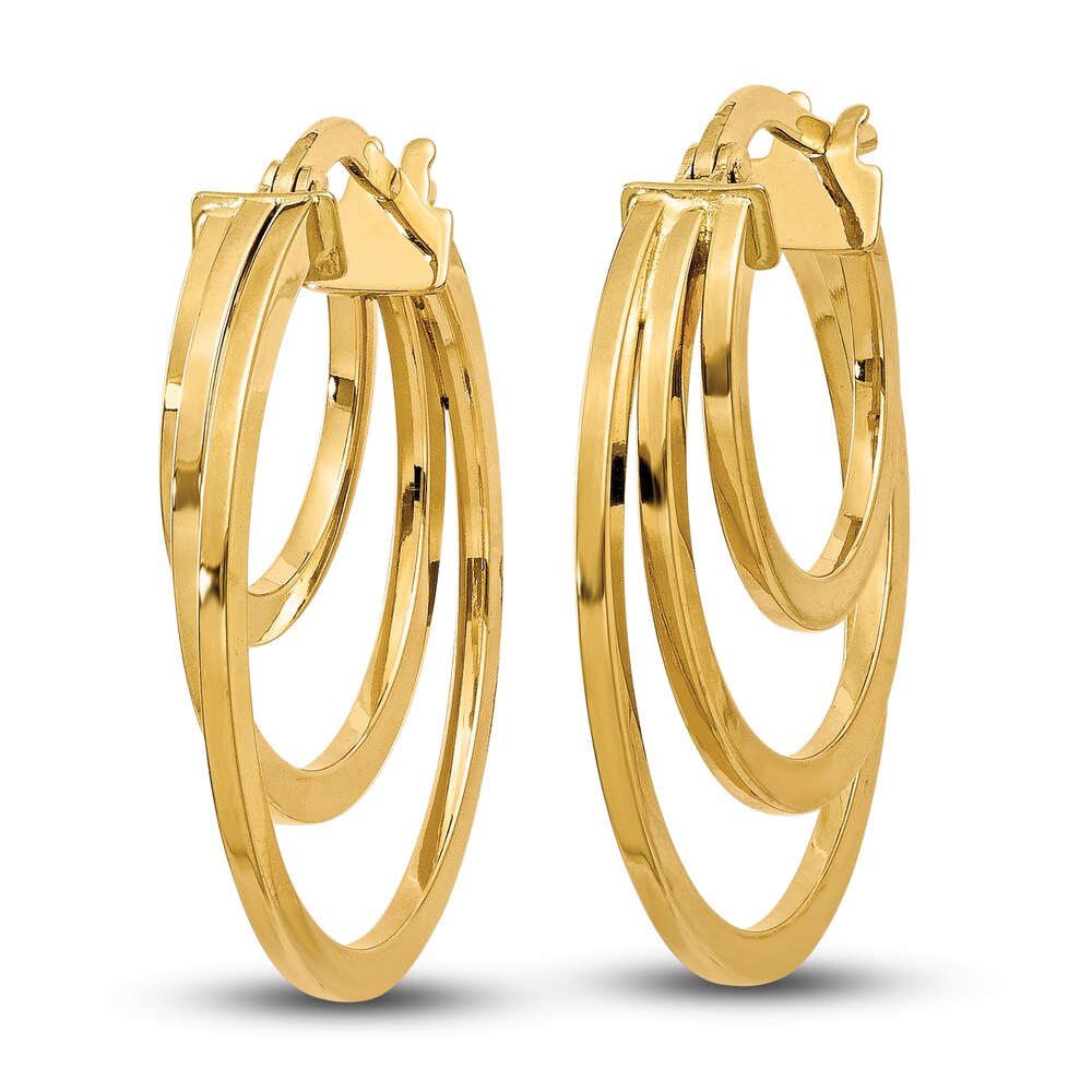 Triple Hoop Earrings 14K Yellow Gold bWB6bLoD