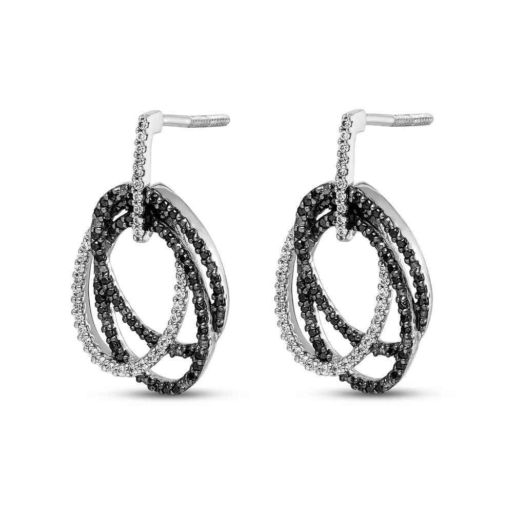 Black & White Diamond Drop Earrings 1/2 ct tw Round 14K White Gold bZgzlwYI