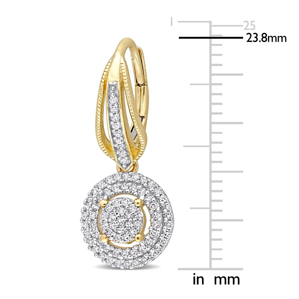 Diamond Drop Earrings 1/2 ct tw Round 10K Yellow Gold bg5Vh4Vd