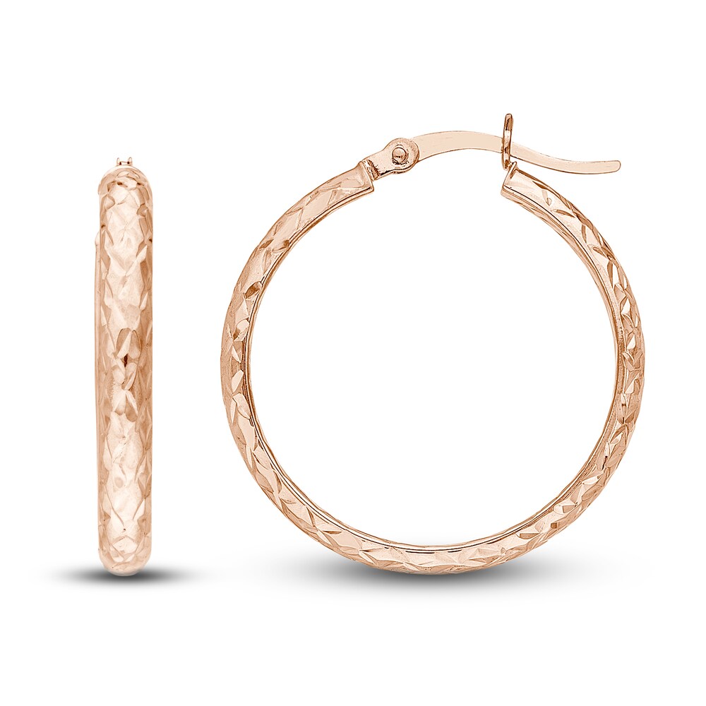 Diamond-Cut In/Out Hoop Earrings 14K Rose Gold 25mm bl9gkKsN