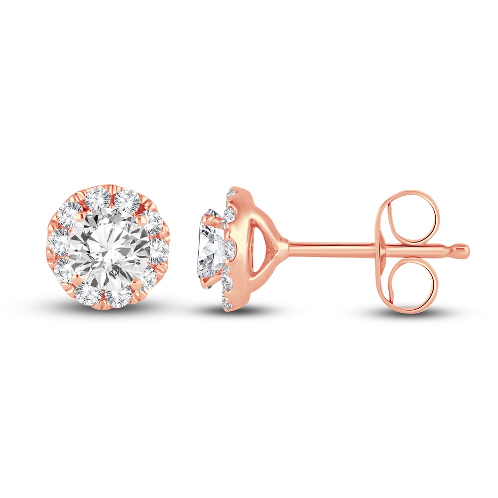 Diamond Stud Earrings 1/2 ct tw Round 14K Rose Gold c1Qz3ztF