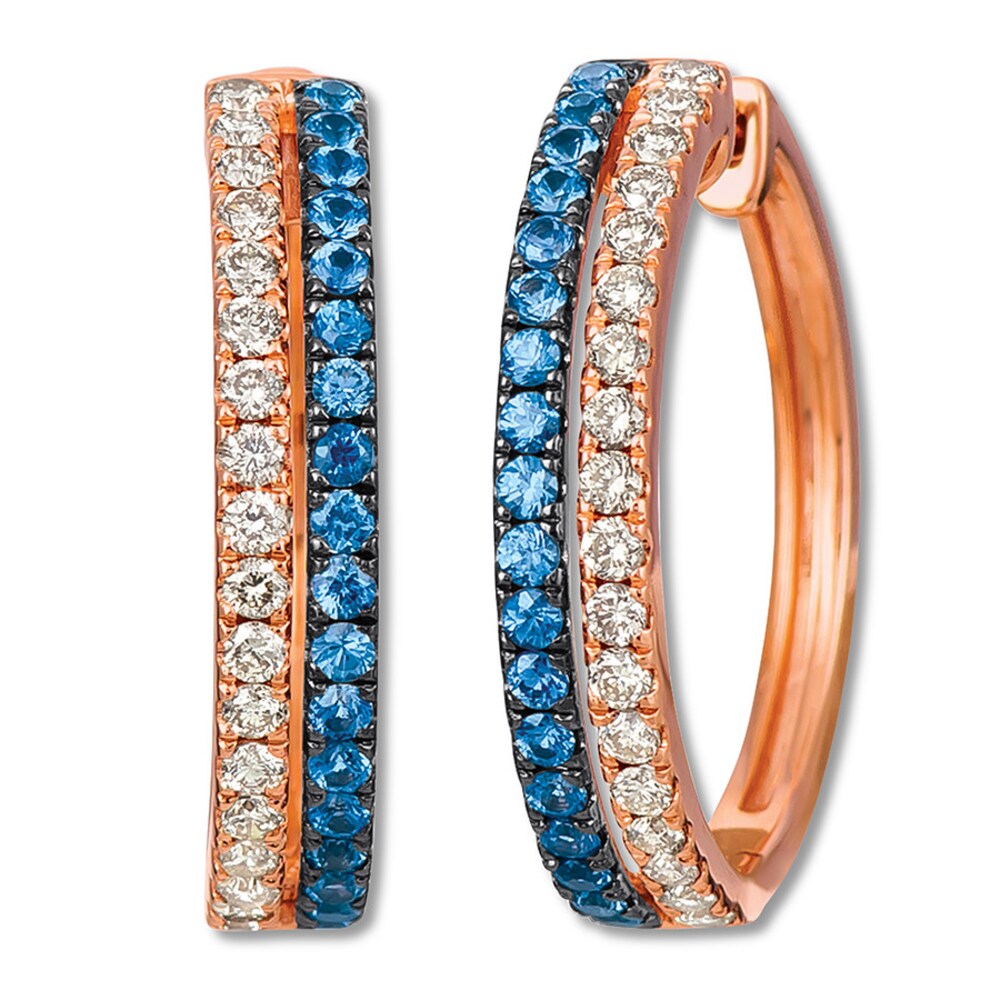 Le Vian Sapphire Hoop Earrings 3/4 ct tw Diamonds 14K Strawberry Gold cAVdxdcG [cAVdxdcG]
