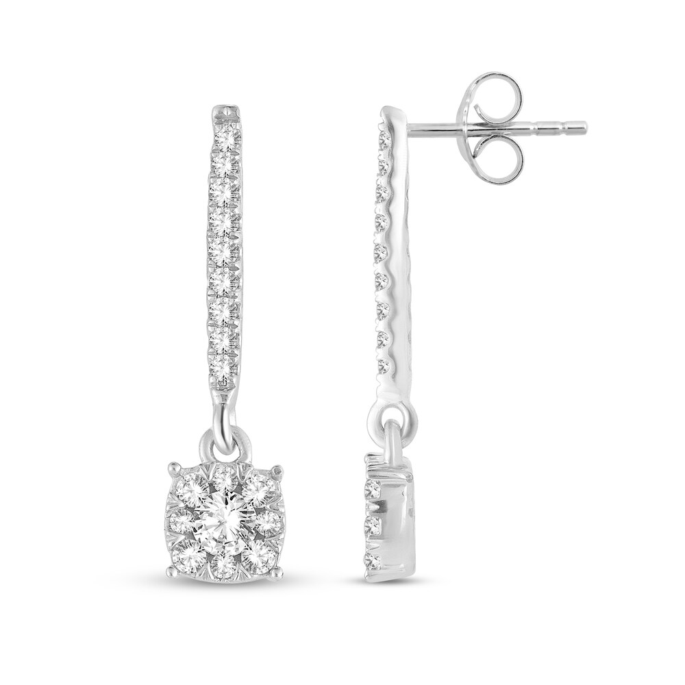 Diamond Dangle Earrings 1/2 ct tw Round 10K White Gold cTi5cagG