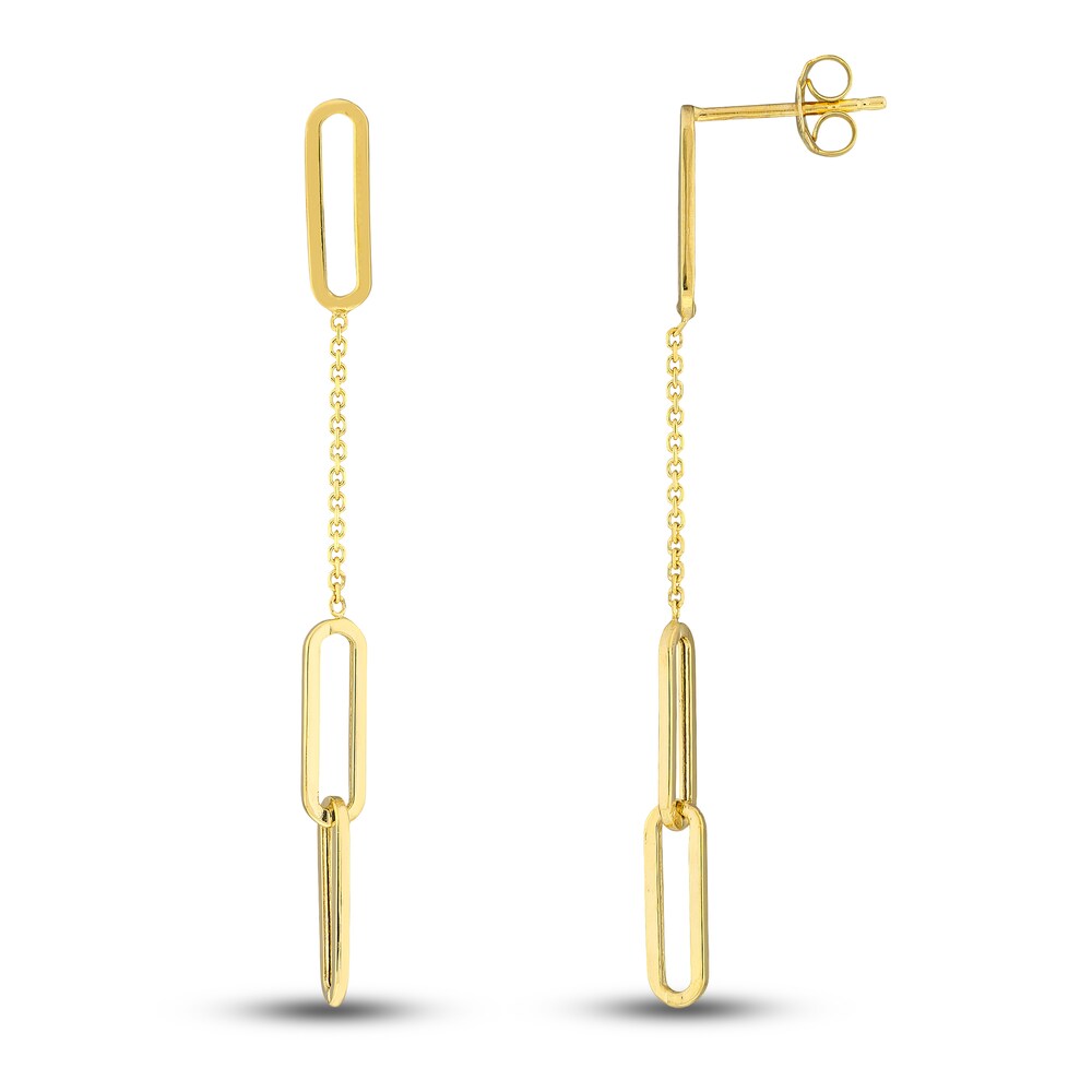 Paperclip Chain Dangle Earrings 14K Yellow Gold cWs0wtvJ