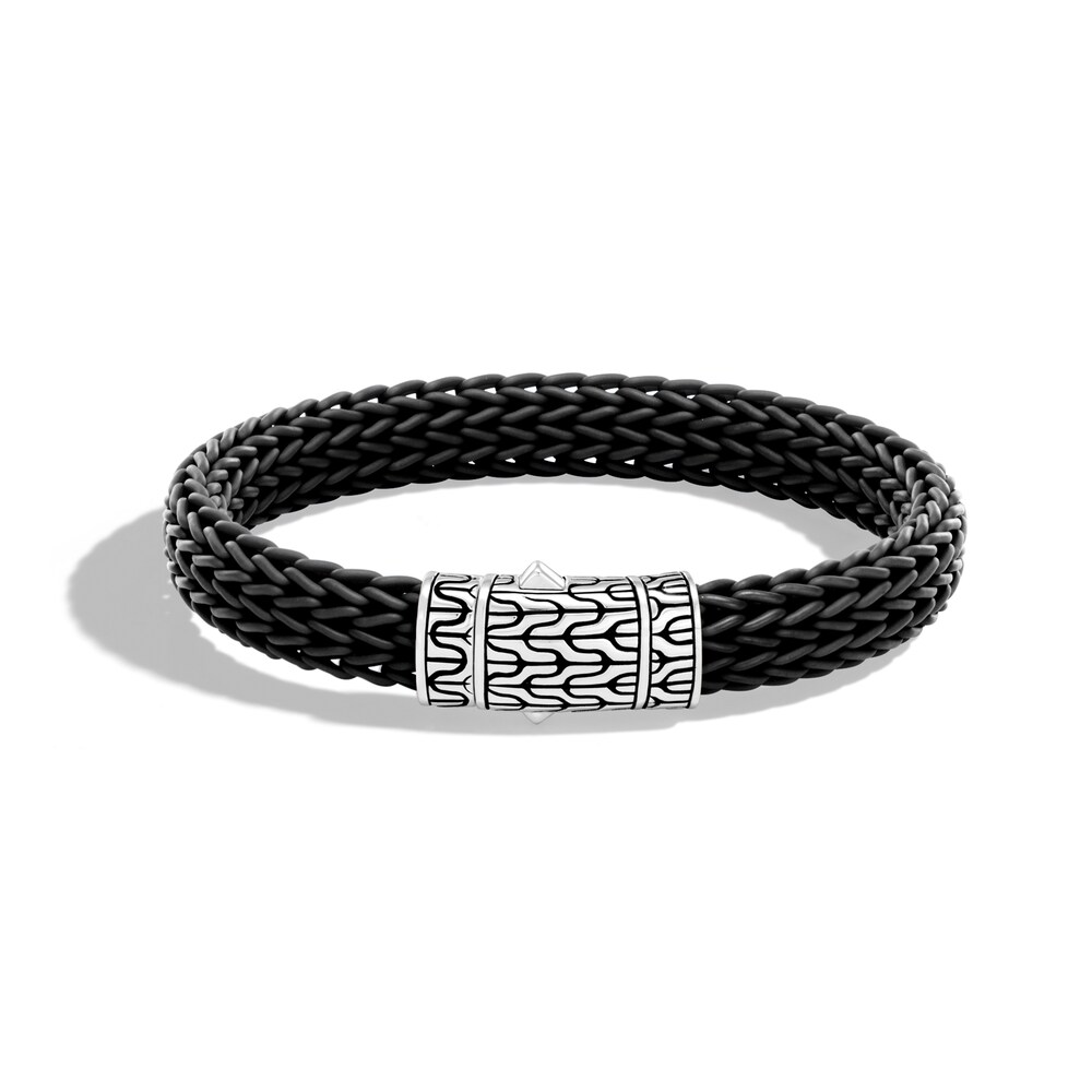 John Hardy Classic Chain 10.5MM Station Bracelet in Silver and Rubber, Small cbhI4kY2 [cbhI4kY2]
