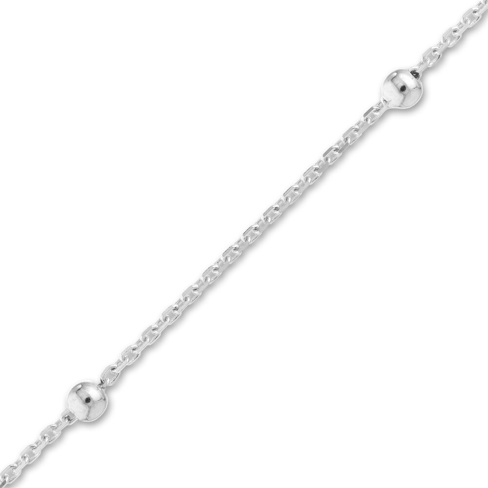 Beaded Station Bracelet 14K White Gold 7.5\" cf1hRxP1