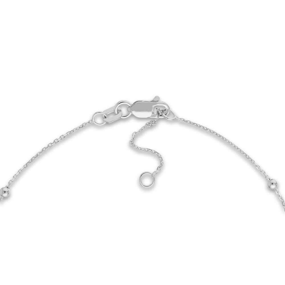 Beaded Station Bracelet 14K White Gold 7.5\" cf1hRxP1