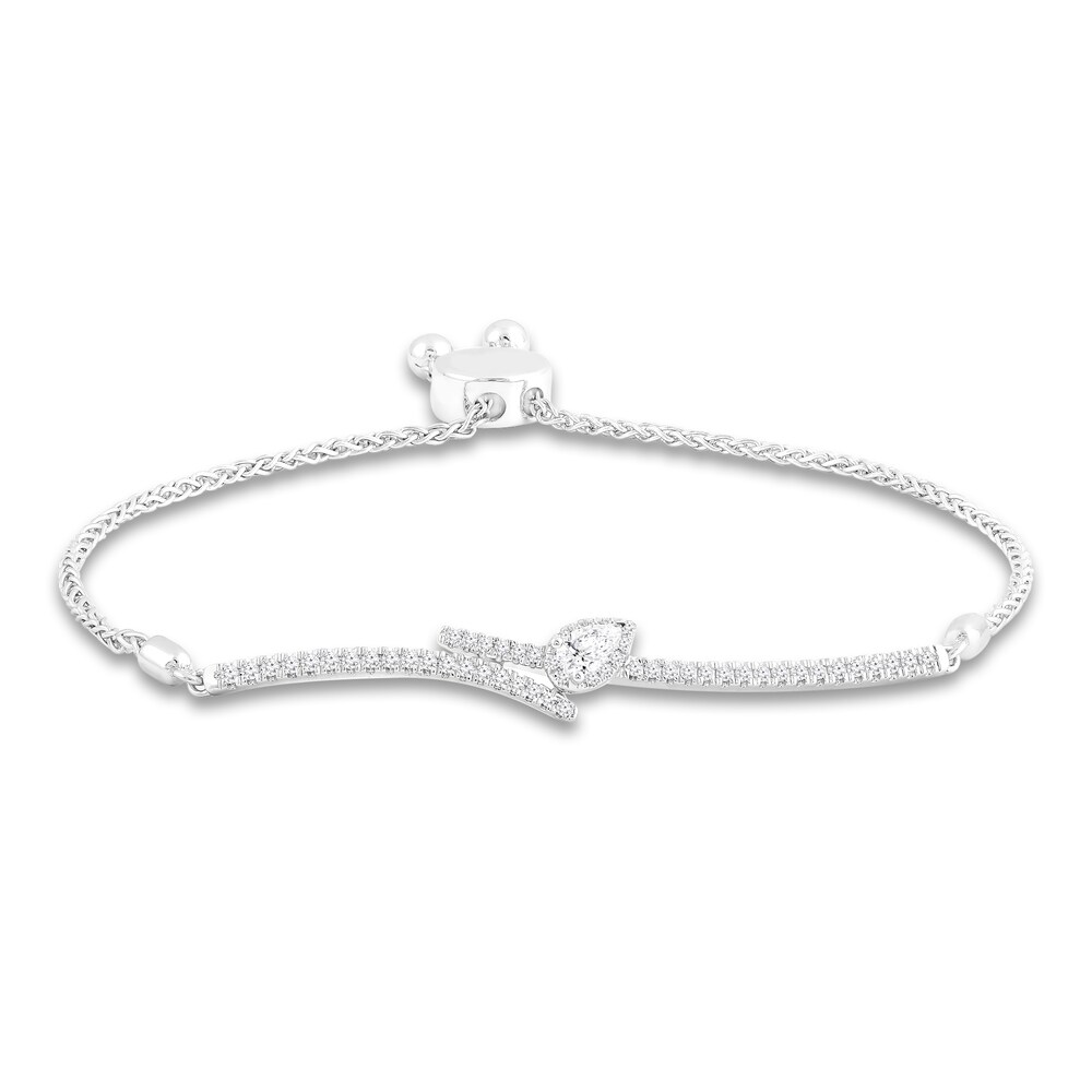 Diamond Bolo Bracelet 1/2 ct tw Pear/Round 10K White Gold cpnDCnOI