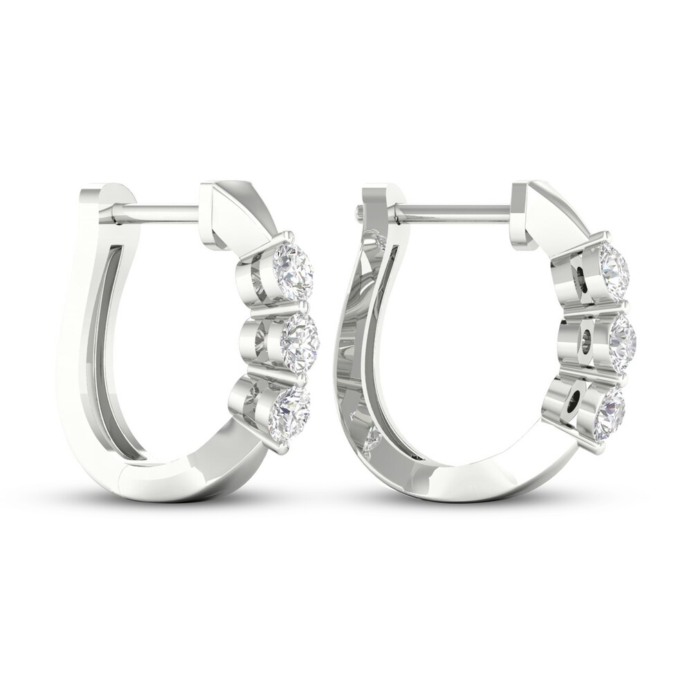 Diamond Hoop Earrings 1/4 ct tw Round 10K White Gold cqNqpHJV