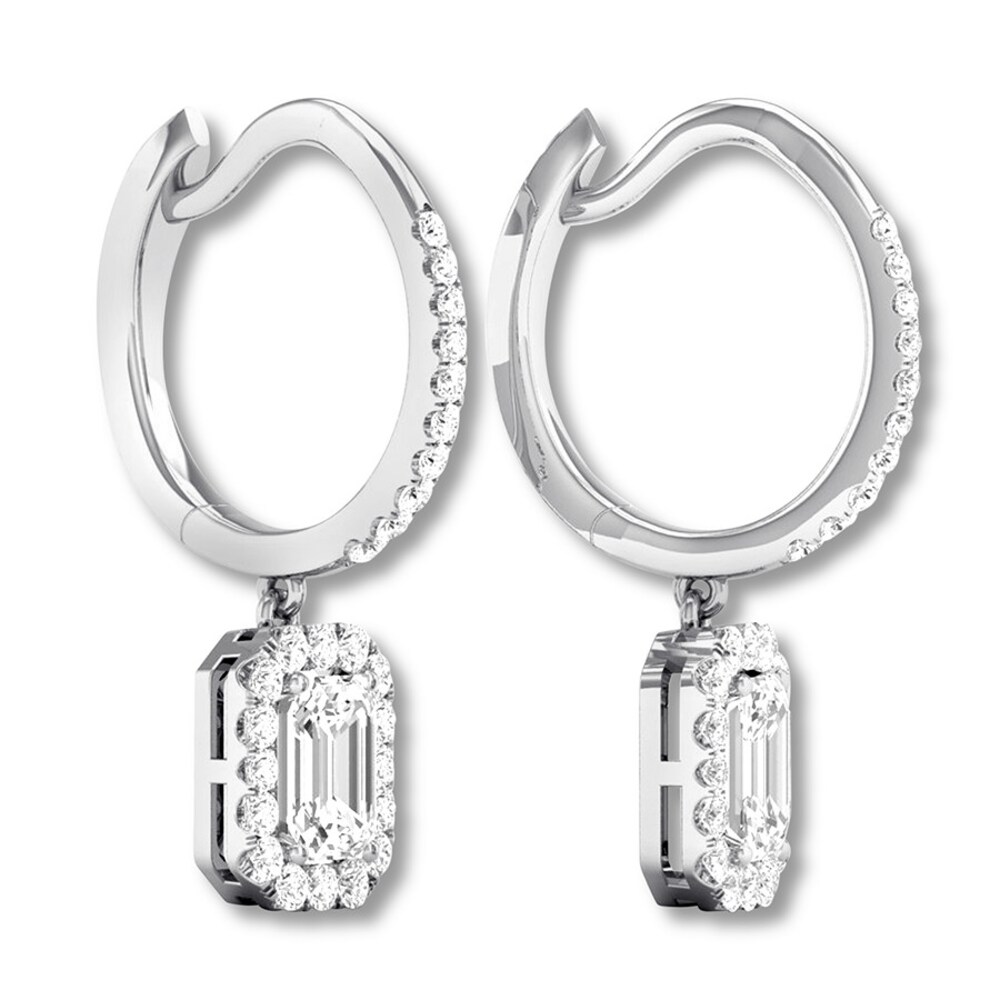 Diamond Dangle Earrings 1 cttw Emerald-cut/Round 14K White Gold cuib3T6C