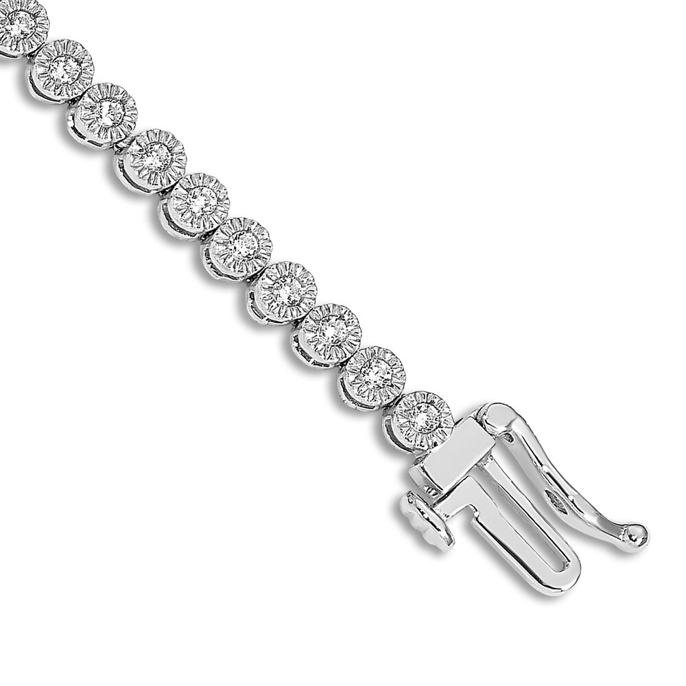 Diamond Tennis Bracelet 1 ct tw Round 14K White Gold 7\" cupWTTWh