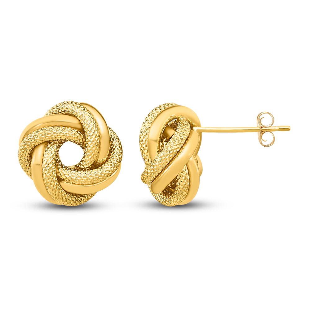 Textured Love Knot Earrings 14K Yellow Gold cvyA4VQA