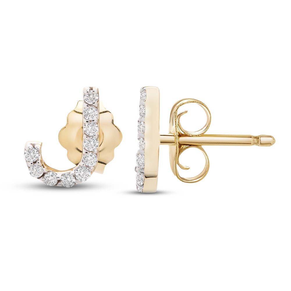 Diamond Letter J Earrings 1/10 ct tw Round 10K Yellow Gold d8otXarl