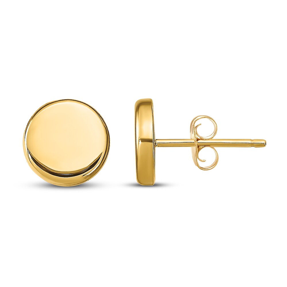 Button Disc Stud Earrings 14K Yellow Gold d9H4rK9i