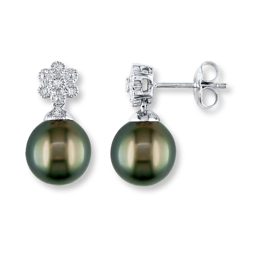 Cultured Pearl Earrings 1/20 ct tw Diamonds Sterling Silver dGnzDCSJ [dGnzDCSJ]