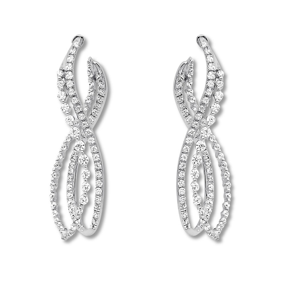 Diamond Drop Earrings 1-1/4 carats tw Round 14K White Gold e3Fxc753