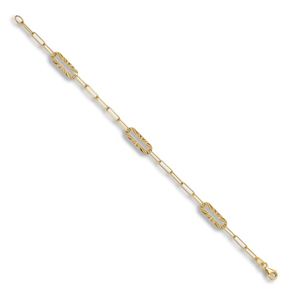 High-Polish Oval Link Bracelet 14K Yellow Gold 7\" eA60CqmO