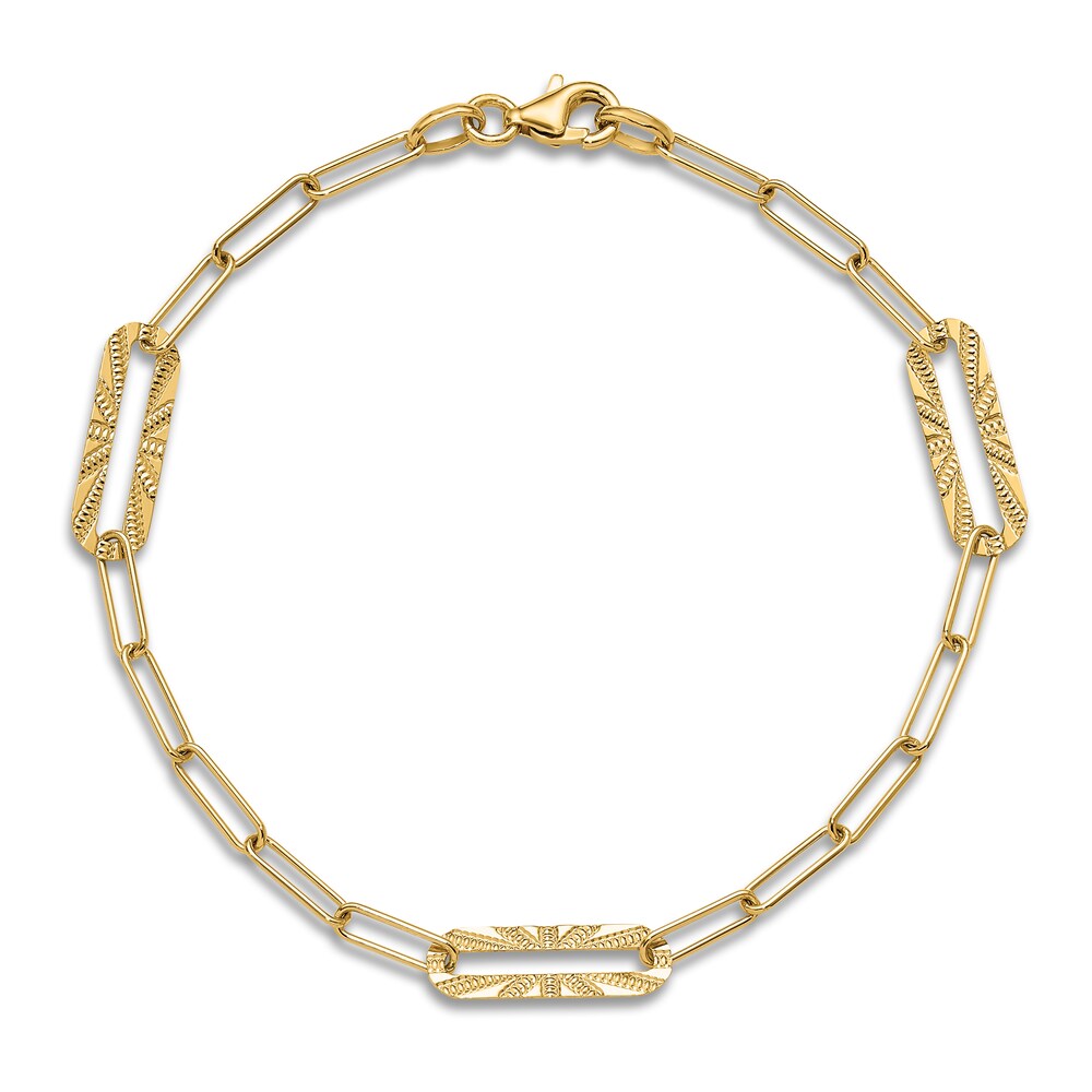 High-Polish Oval Link Bracelet 14K Yellow Gold 7\" eA60CqmO