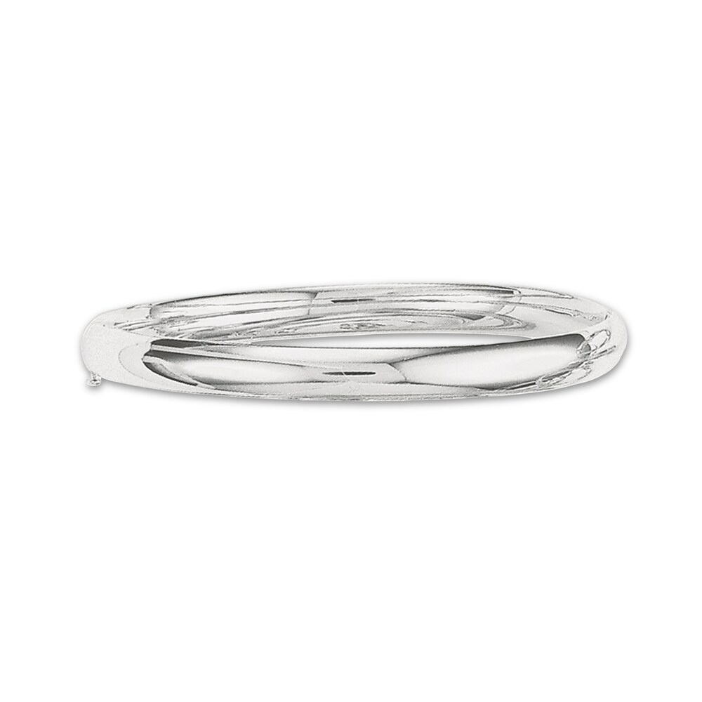 Polished Bangle Bracelet 14K White Gold 8" eDRH5jXN