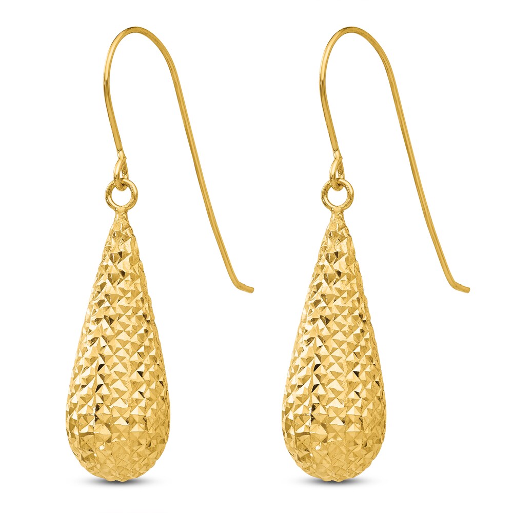 Diamond-Cut Teardrop Dangle Earrings 14K Yellow Gold eDZmUmgH