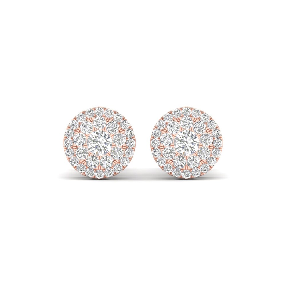 Colorless Diamond Earrings 1 ct tw Round 14K Rose Gold eGAJ848V