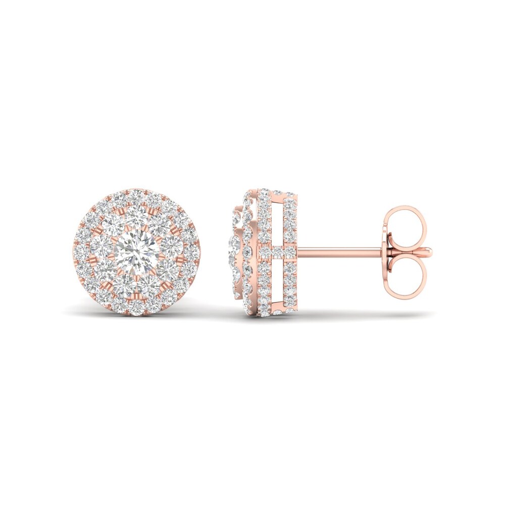 Colorless Diamond Earrings 1 ct tw Round 14K Rose Gold eGAJ848V