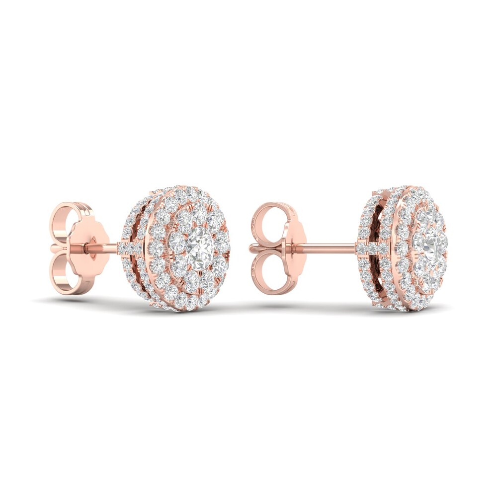 Colorless Diamond Earrings 1 ct tw Round 14K Rose Gold eGAJ848V