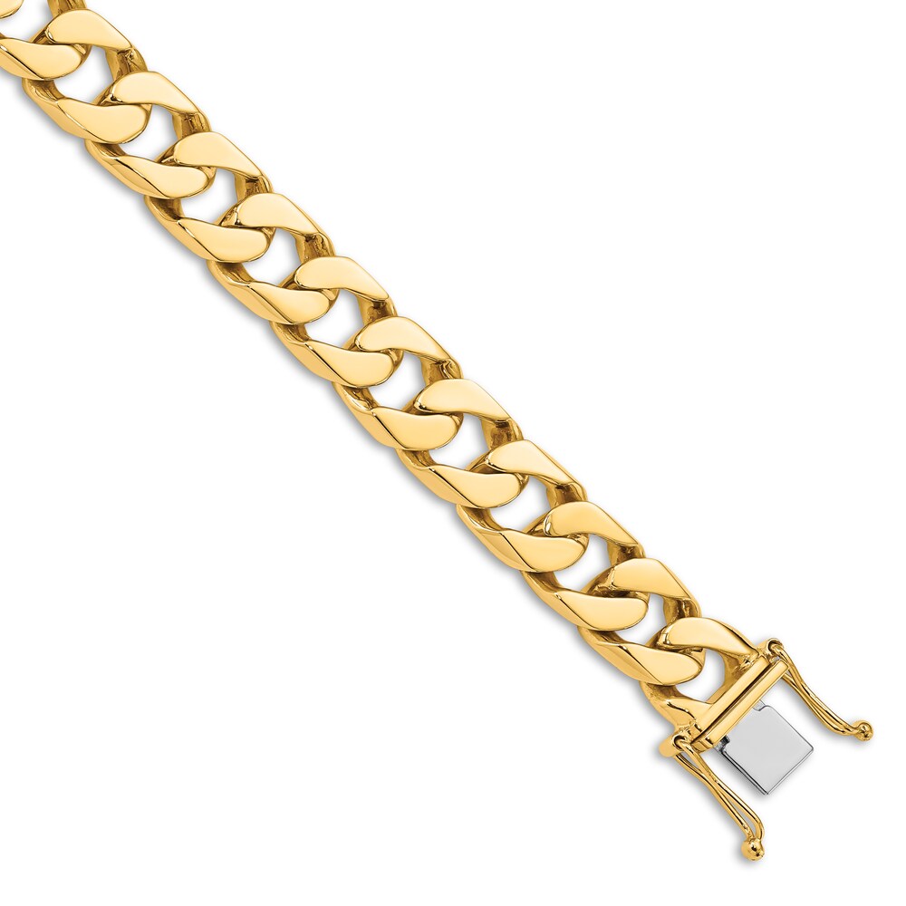 Polished Curb Chain Bracelet 14K Yellow Gold 10.6mm eV8mbuKB