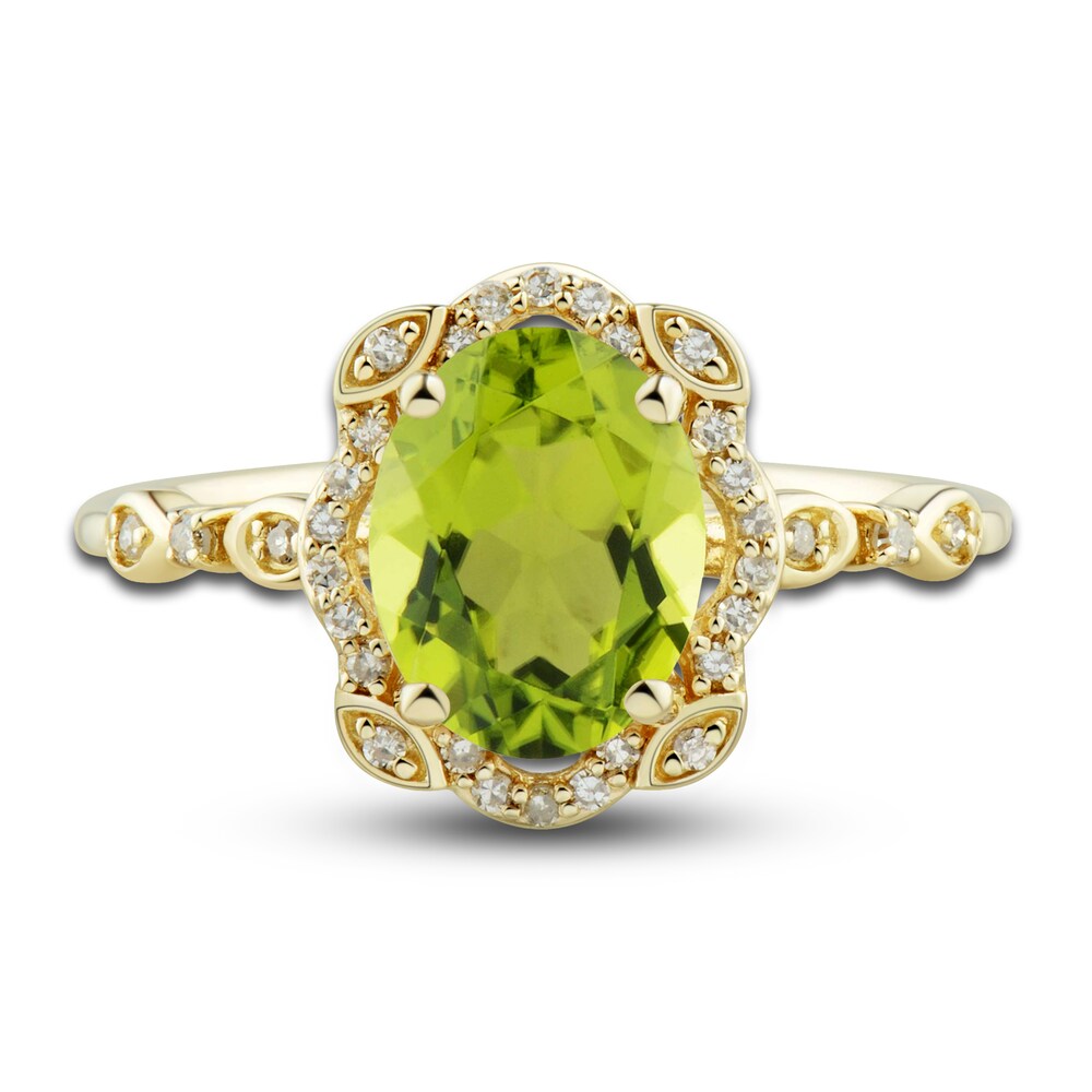 Natural Peridot Ring, Earring & Necklace Set 1/3 ct tw Emerald 10K Yellow Gold eWUl7sTc