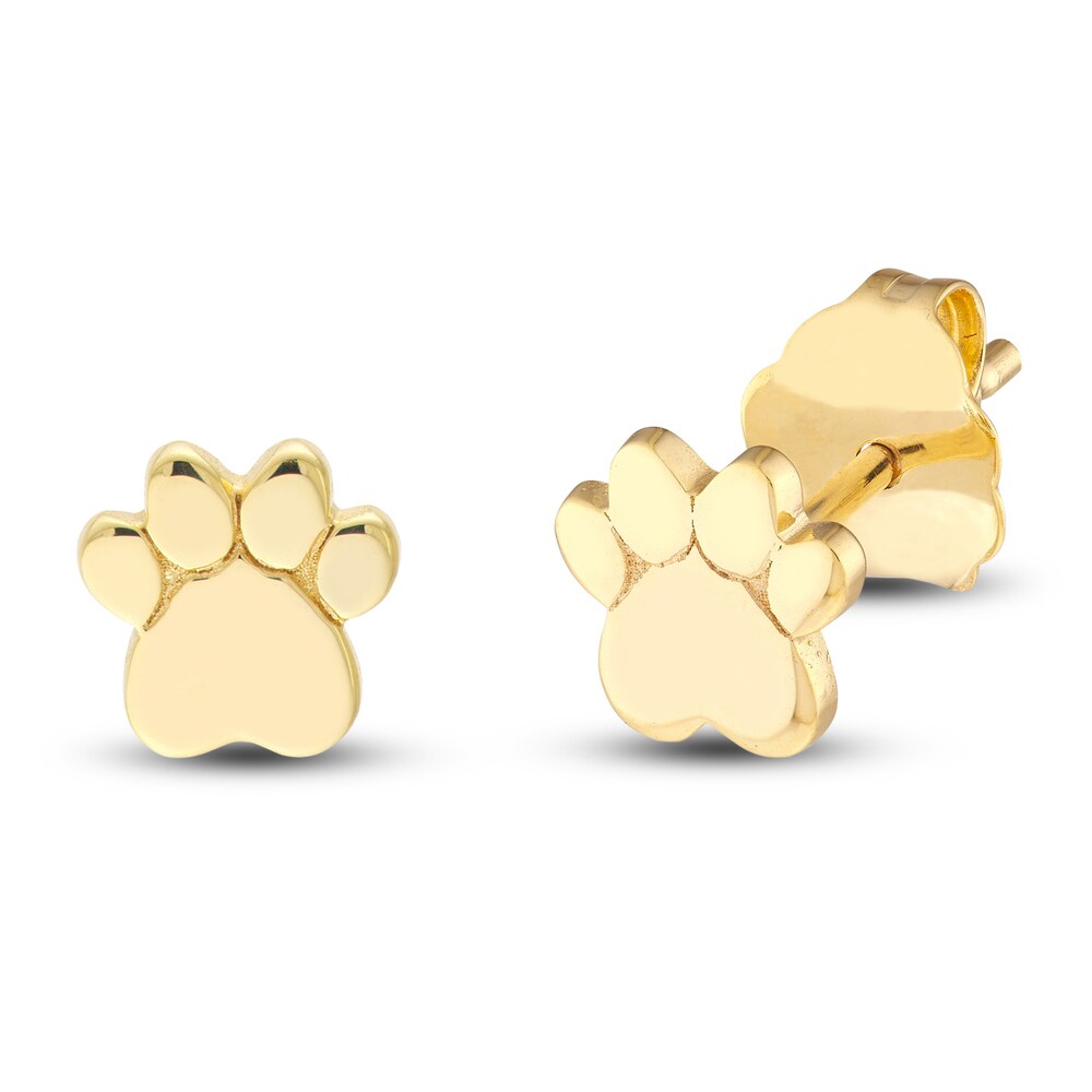 Dog Paw Stud Earrings 14K Yellow Gold eZZRjbM6