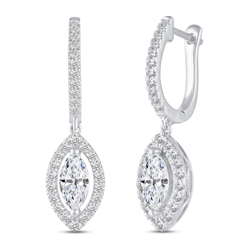 Diamond Dangle Earrings 1-1/3 ct tw Round/Marquise 14K White Gold eaZgyc2Z [eaZgyc2Z]