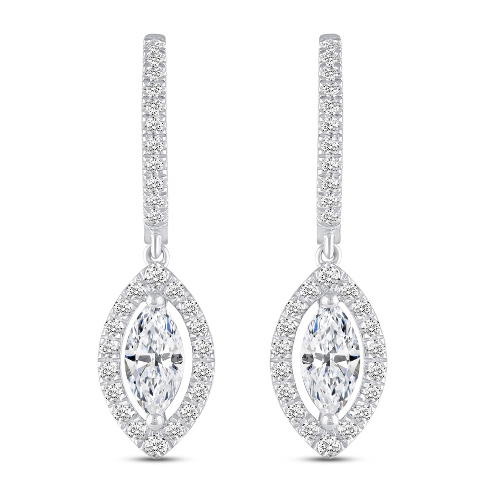 Diamond Dangle Earrings 1-1/3 ct tw Round/Marquise 14K White Gold eaZgyc2Z