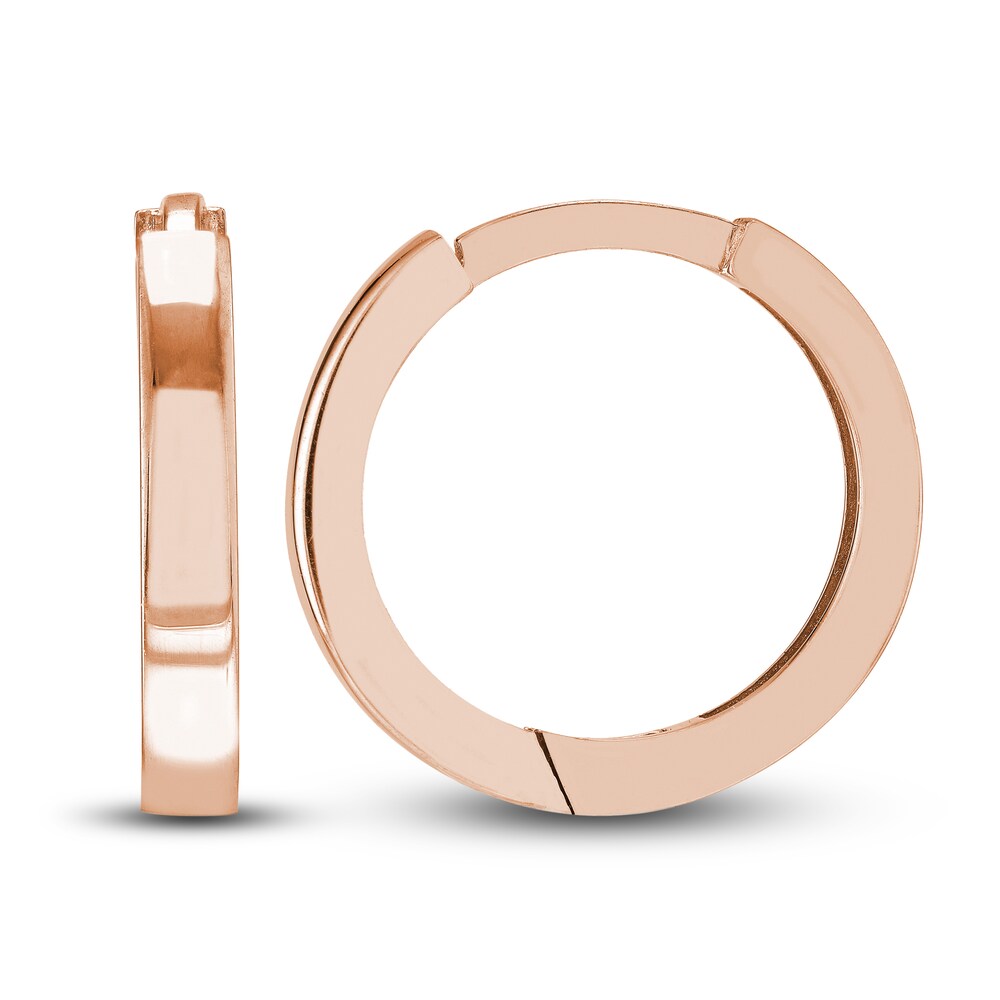 Polished Square Huggie Earrings 14K Rose Gold 12.35mm eiI9MJuz