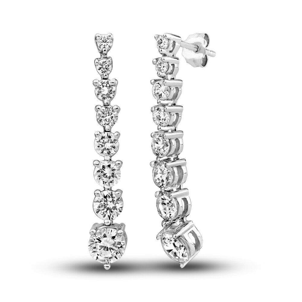 Diamond Linear Earrings 3 ct tw Round 14K White Gold evewDNJq