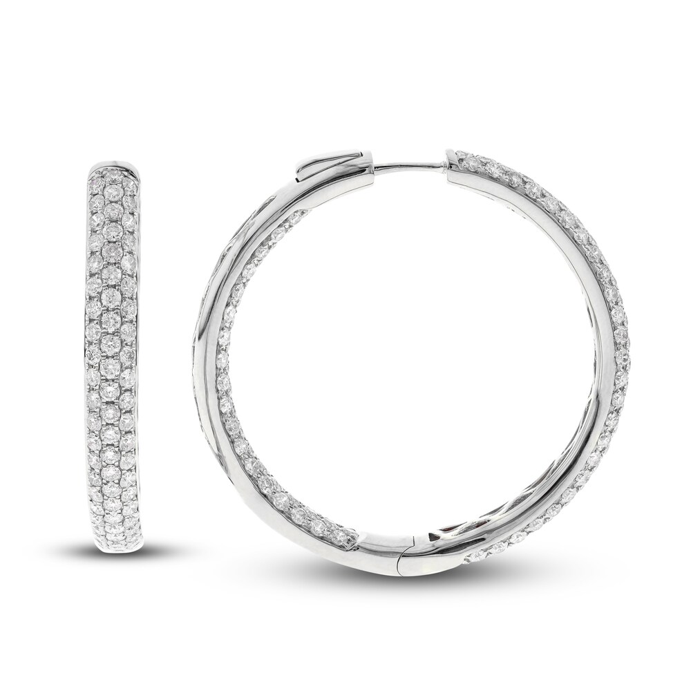 Diamond Hoop Earrings 5-1/4 ct tw Round 14K White Gold f60vcTdJ