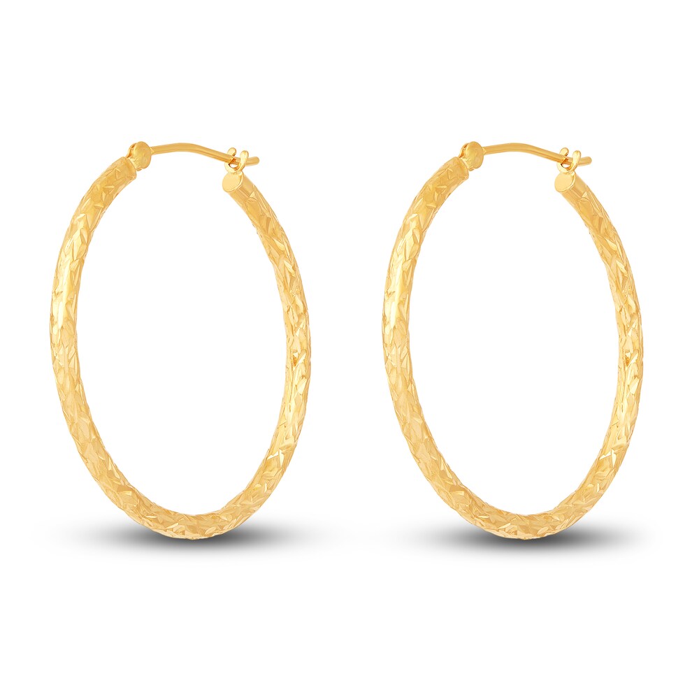 Diamond-Cut Round Tube Hoop Earrings 14K Yellow Gold fBYM5UBh