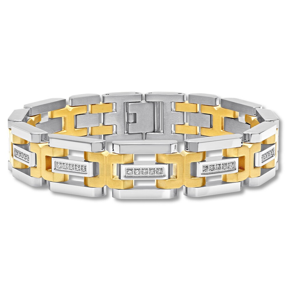 Men's Link Bracelet 1/2 ct tw Diamonds Stainless Steel 8.25" fNfc8rhq