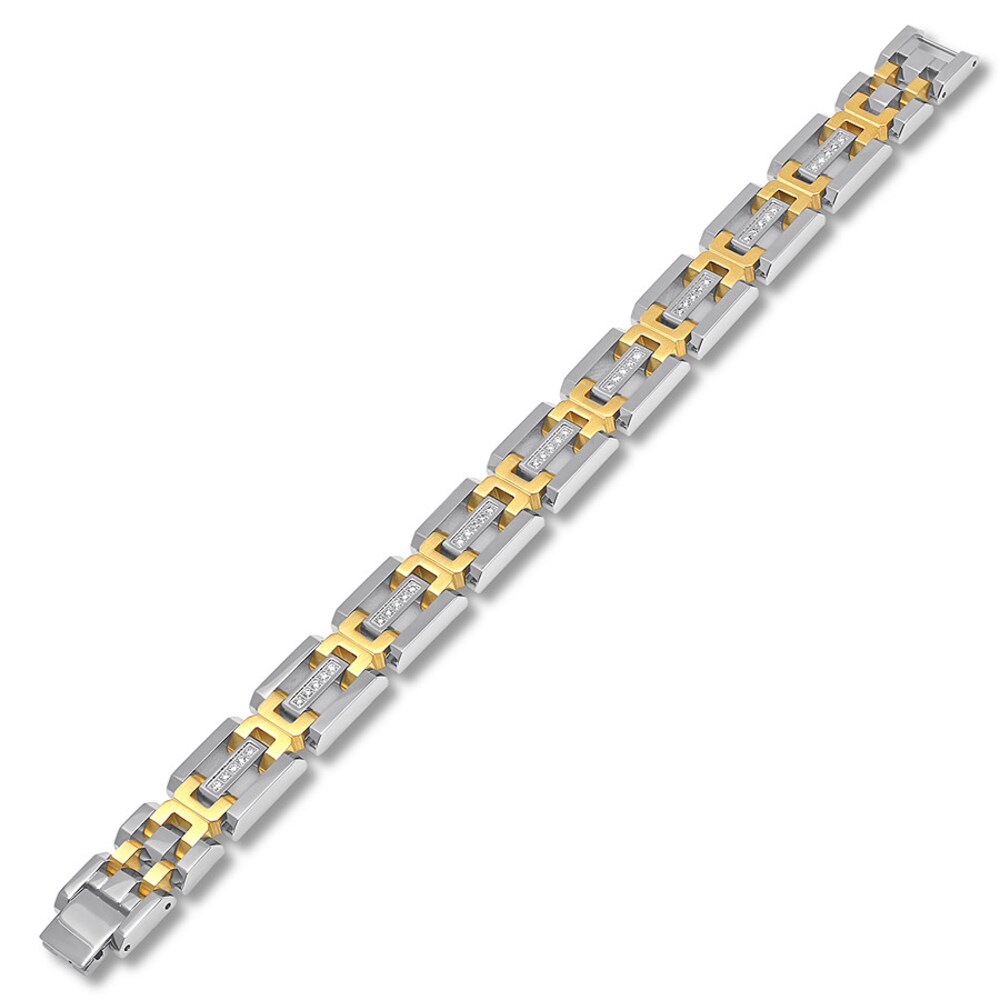 Men\'s Link Bracelet 1/2 ct tw Diamonds Stainless Steel 8.25\" fNfc8rhq