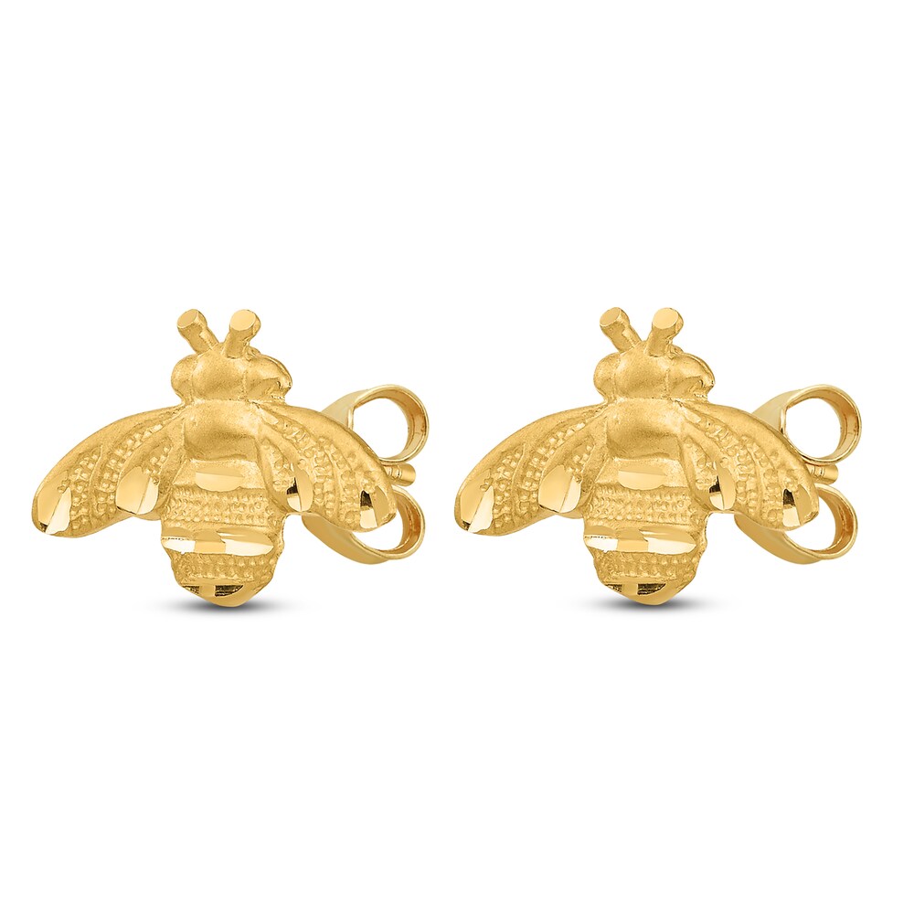 Diamond-Cut Bee Stud Earrings 14K Yellow Gold fRTkZNMH