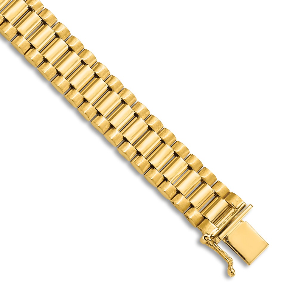 Men\'s High-Polish Link Bracelet 14K Yellow Gold 8\" fXFE7EFj