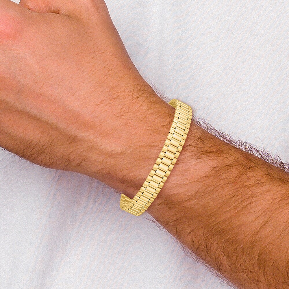 Men\'s High-Polish Link Bracelet 14K Yellow Gold 8\" fXFE7EFj