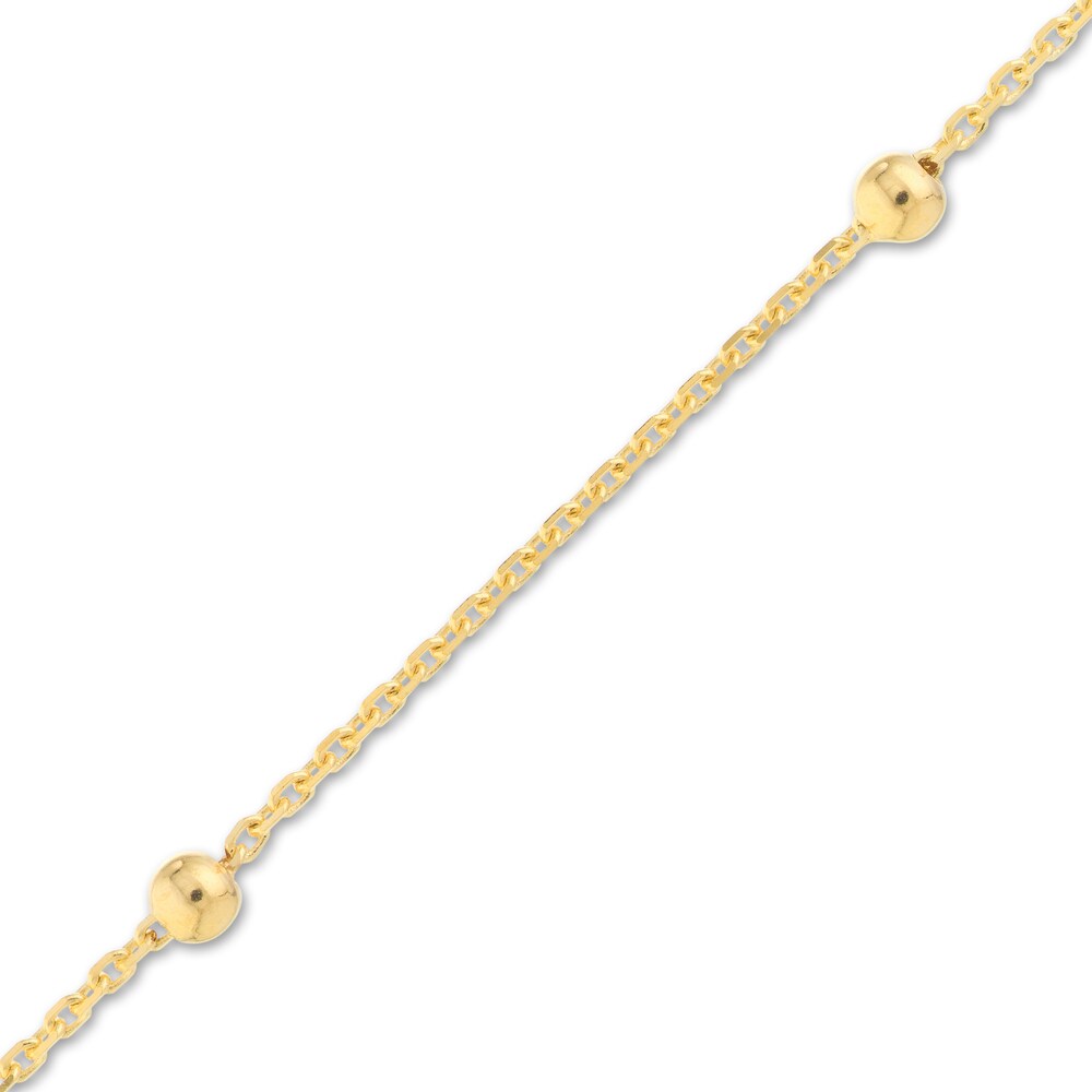 Beaded Station Bracelet 14K Yellow Gold 7.5\" Adj. far8m1fT