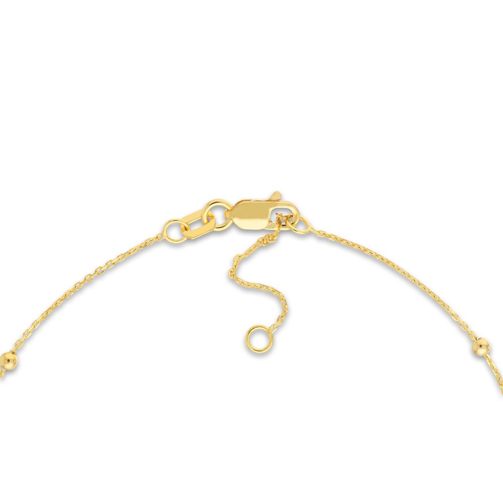 Beaded Station Bracelet 14K Yellow Gold 7.5\" Adj. far8m1fT