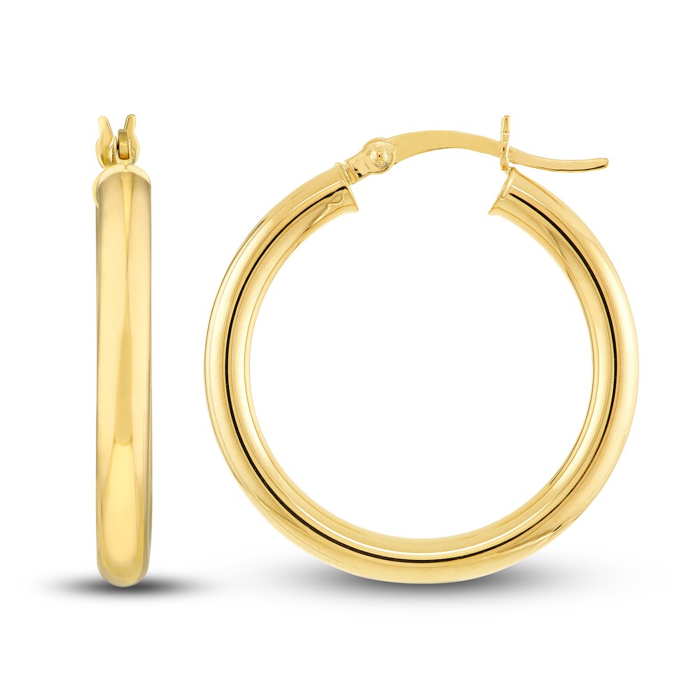 Polished Hoop Earrings 14K Yellow Gold 25mm ffBavt67