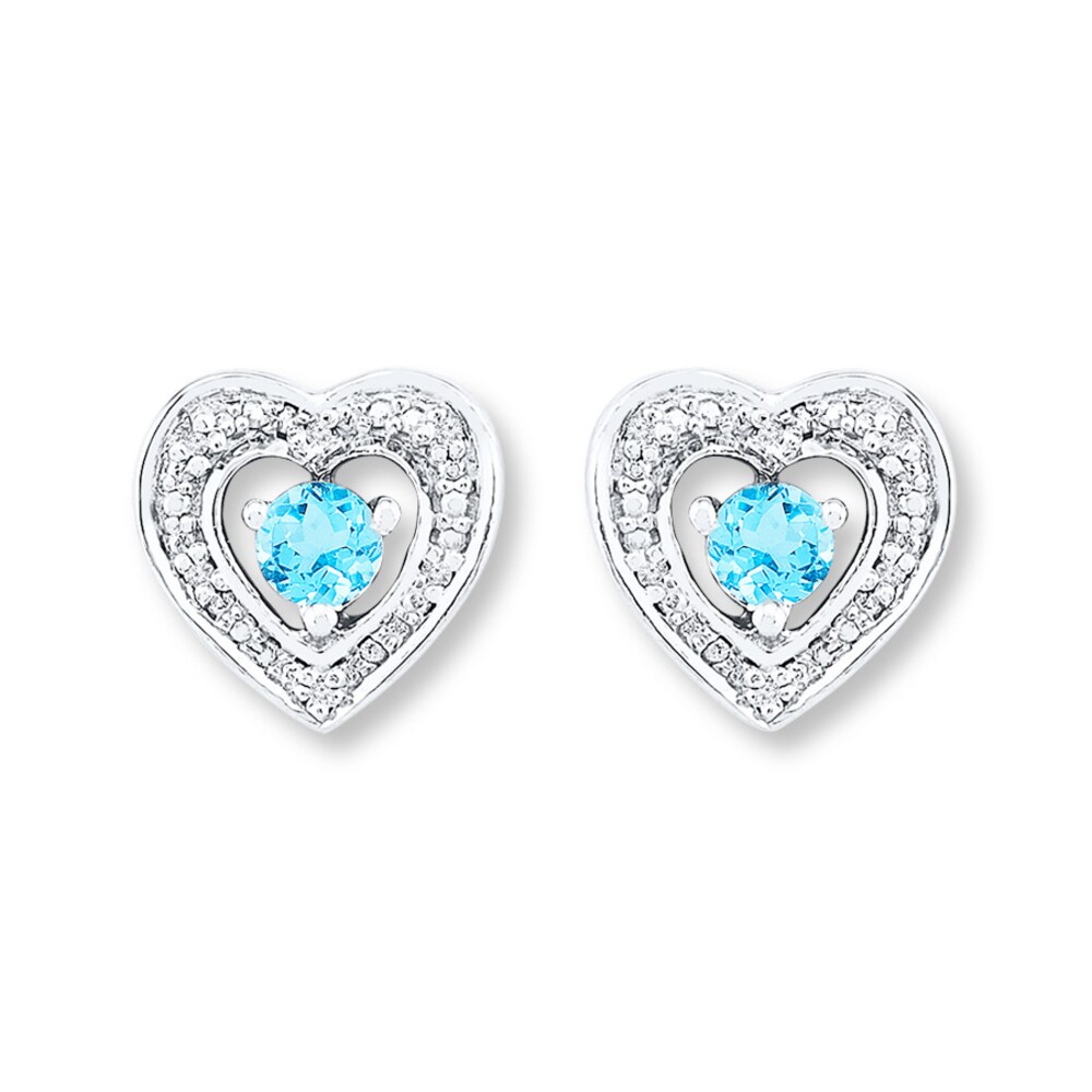 Blue Topaz Earrings 1/20 ct tw Diamonds 10K White Gold fgjgM2Uf [fgjgM2Uf]