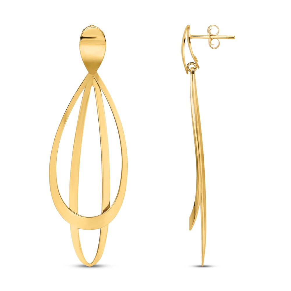 Polished and Brushed Post Dangle Earrings 14K Yellow Gold fpVPr50p [fpVPr50p]