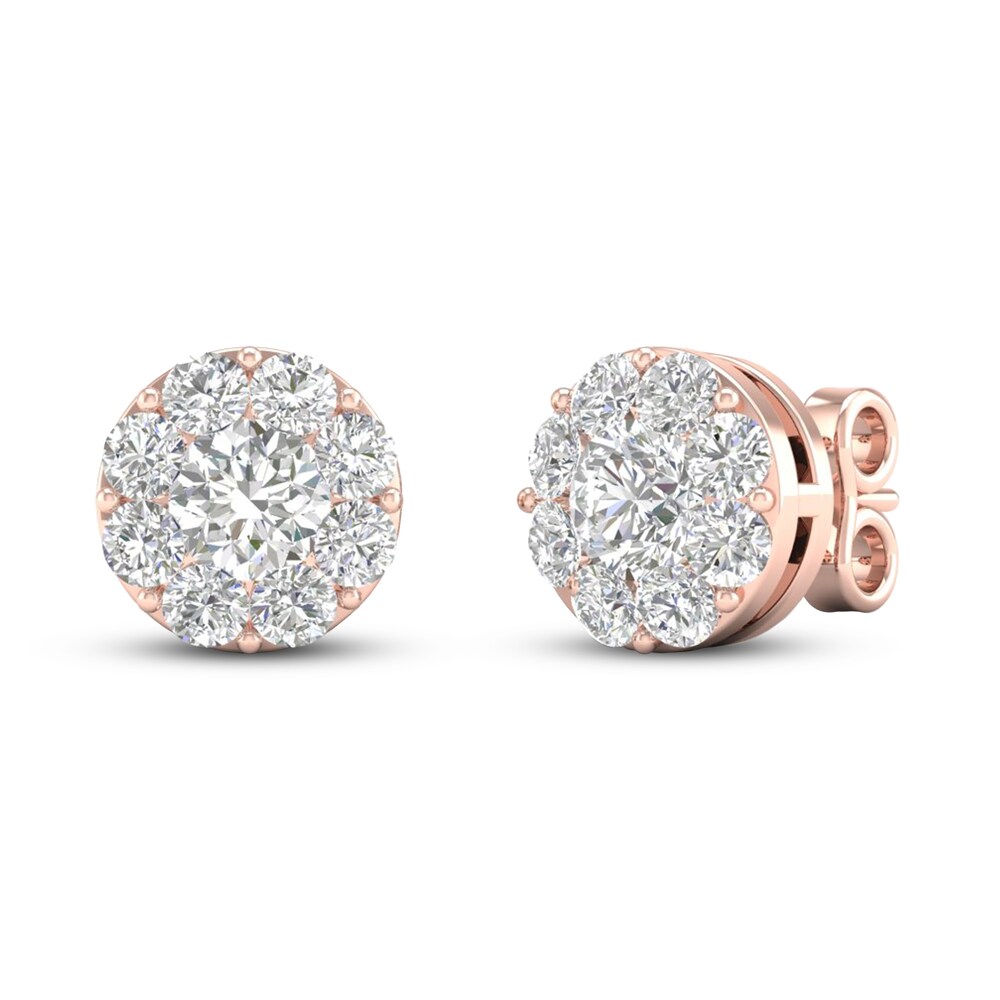 Diamond Stud Earrings 1 1/2 ct tw Round 14K Rose Gold fpxp0qYy [fpxp0qYy]