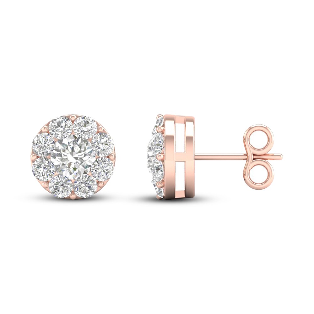 Diamond Stud Earrings 1 1/2 ct tw Round 14K Rose Gold fpxp0qYy